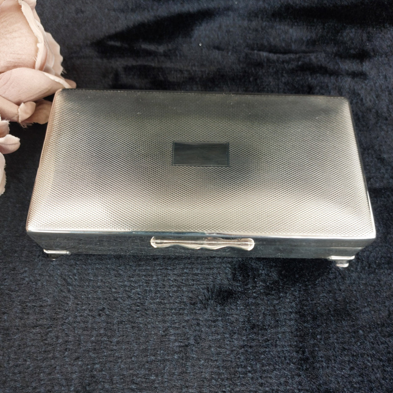 Good Silver Aristocrat Plated Cigarette Box Wood Lined 332g 6x3x2” England 1950s3