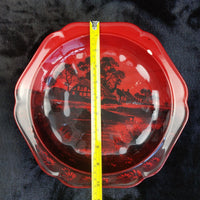 Thumbnail for Royal Doulton Flambe Noke Bowl Scenic Red Transferware Dish, England chipped.11