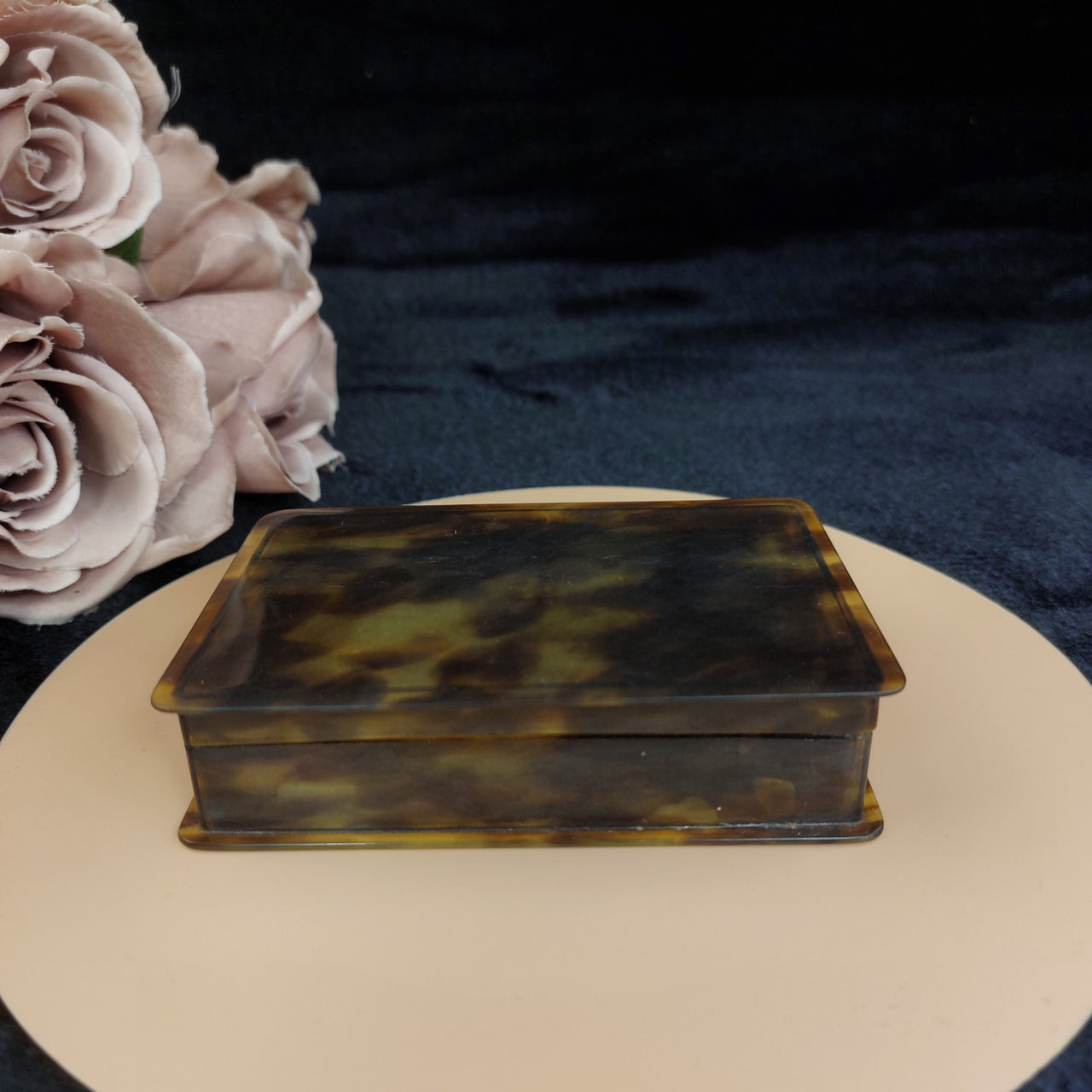 Antique Style Faux Tortoiseshell Trinket tobacco Snuff Box Rectangle Hinged12