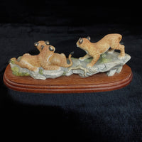 Thumbnail for Border Arts Fine 1999 Lion Cubs Figurine BFA Scotland Hand Painted (Broken Ear).2