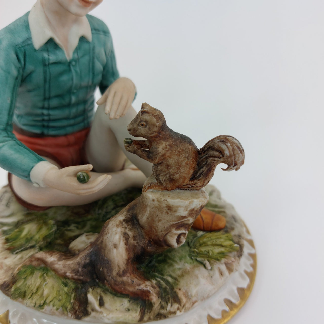 1972 Sandro Maggioni Capodimonte Figurine Porcelain Boy Feeding Squirrel –chip6