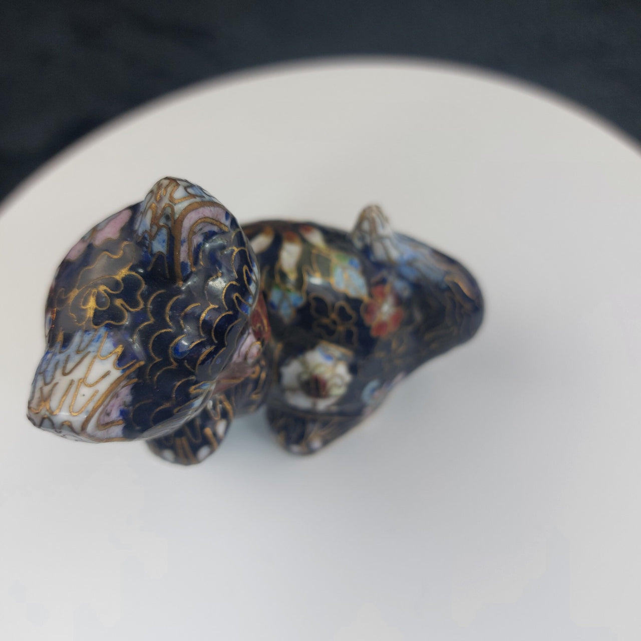 Chinese Cloisonné Enamel Cat Figurine – Handcrafted Collectible Vintage 1