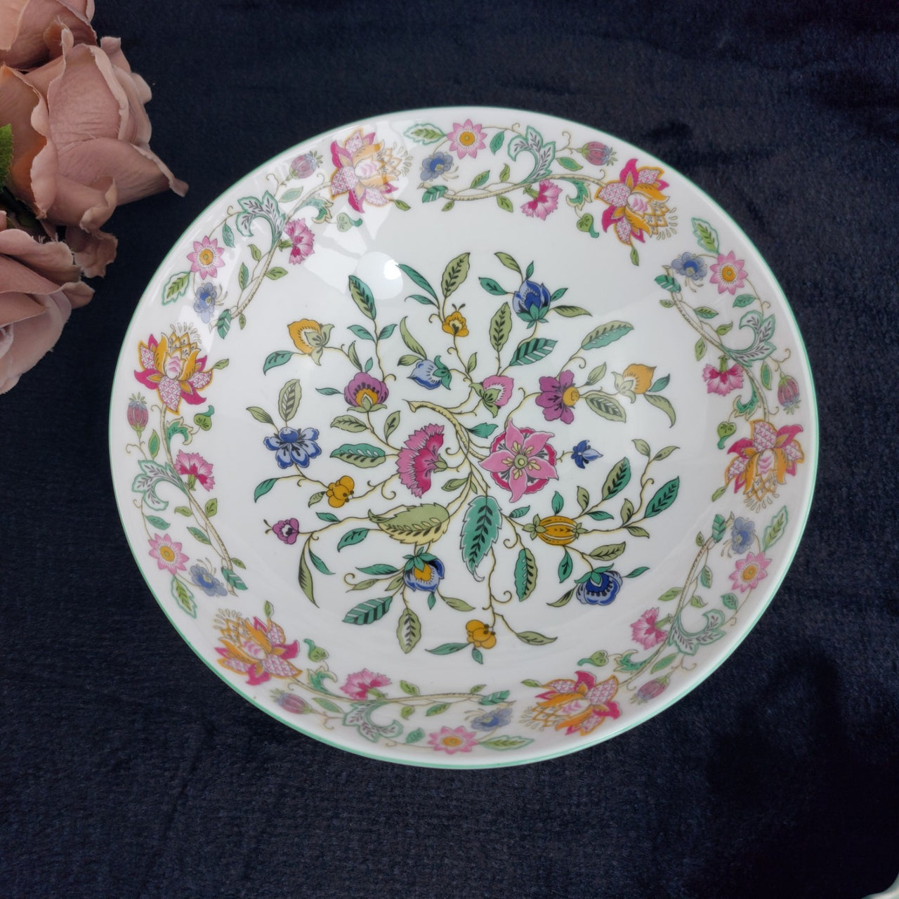 Haddon Minton Hall Bone China  Floral Bowl – Vintage English Dish 7.5" gift1