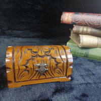Thumbnail for French Vintage Wooden Jewelry Box –Small Chest with Red Velvet Lini Hand-Carved0