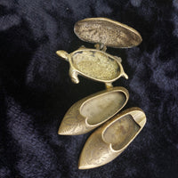 Thumbnail for Vintage Brass Trinket & astray Set Hinged Turtle Box & Engraved Shoes18