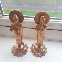 Thumbnail for Very Rare Copper Buddha Statues Pair  , Possibly Antique, Good, xmas, 19cm gift15