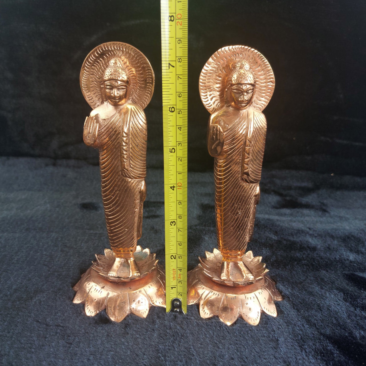 Very Rare Copper Buddha Statues Pair  , Possibly Antique, Good, xmas, 19cm gift2