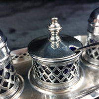 Thumbnail for Falcon Plate  Condiment Set Cobalt Liners Mustard Salt Pepper Tray England 17.5c20