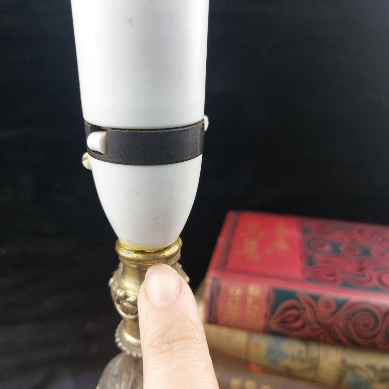 Vintage and Onyx Brass Table Lamp 13" Tall, Repaired On The Top, see the bottom9