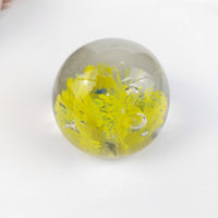 Thumbnail for Art Glass Paperweight –Vintage  White &  Yellow Flowers with Bubbles gift0