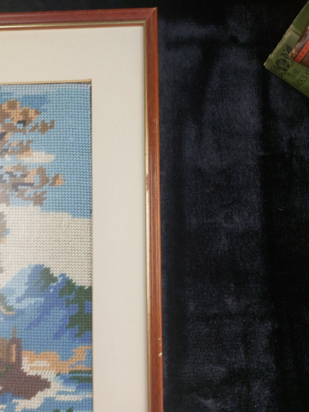 Framed Needlepoint Art - Landscape, Mountain Vintage 13 x 16 Inch(41 x 33 cm)12