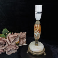 Thumbnail for Vintage Marble Brass & Table Lamp – Ornate Onyx Base – Working Condition Display8