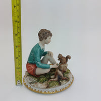Thumbnail for 1972 Sandro Maggioni Capodimonte Figurine Porcelain Boy Feeding Squirrel –chip14