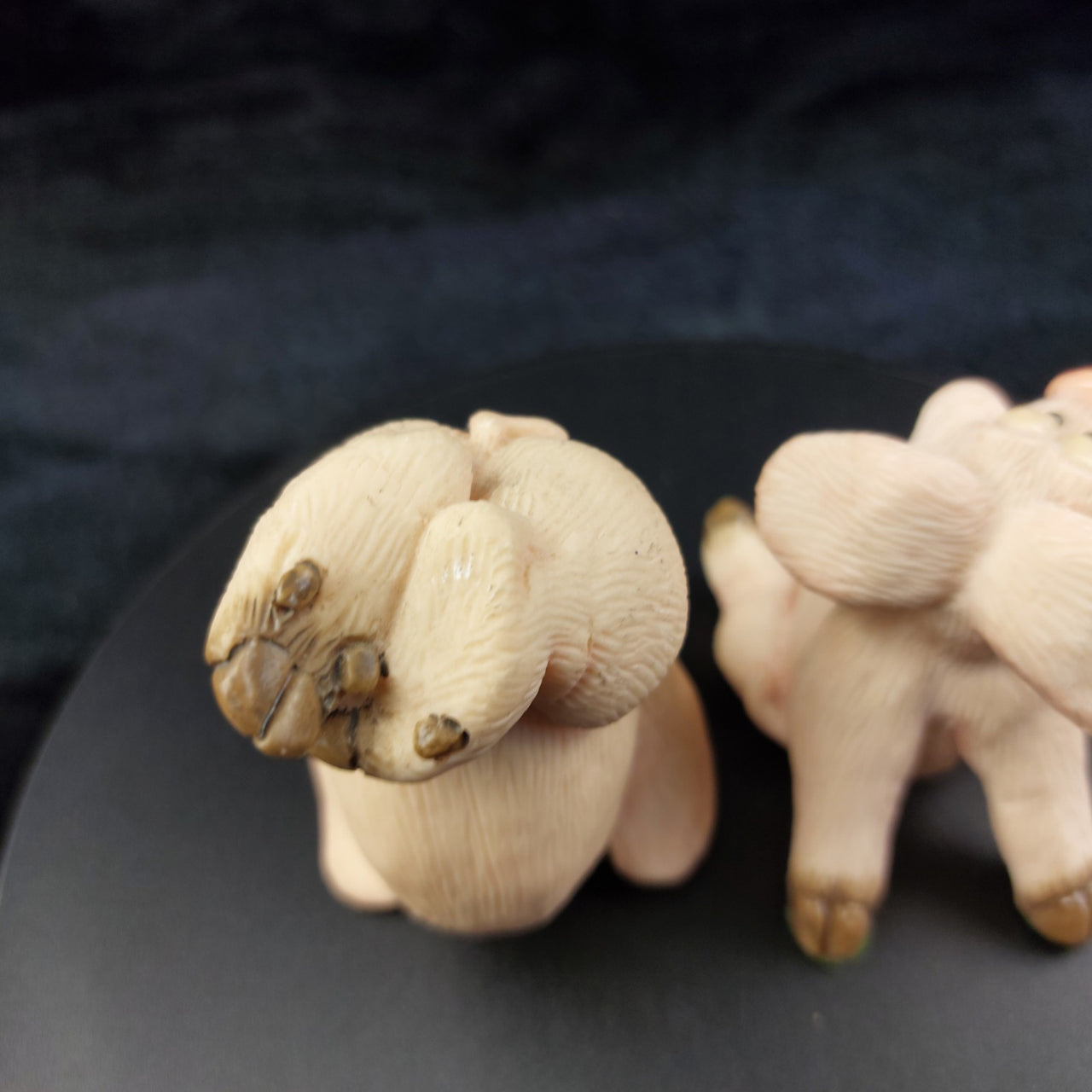 1997 Piggin’ Headaches Handmade Pig Figurines – Comical Set of 2,  Resin Pigs 3"5