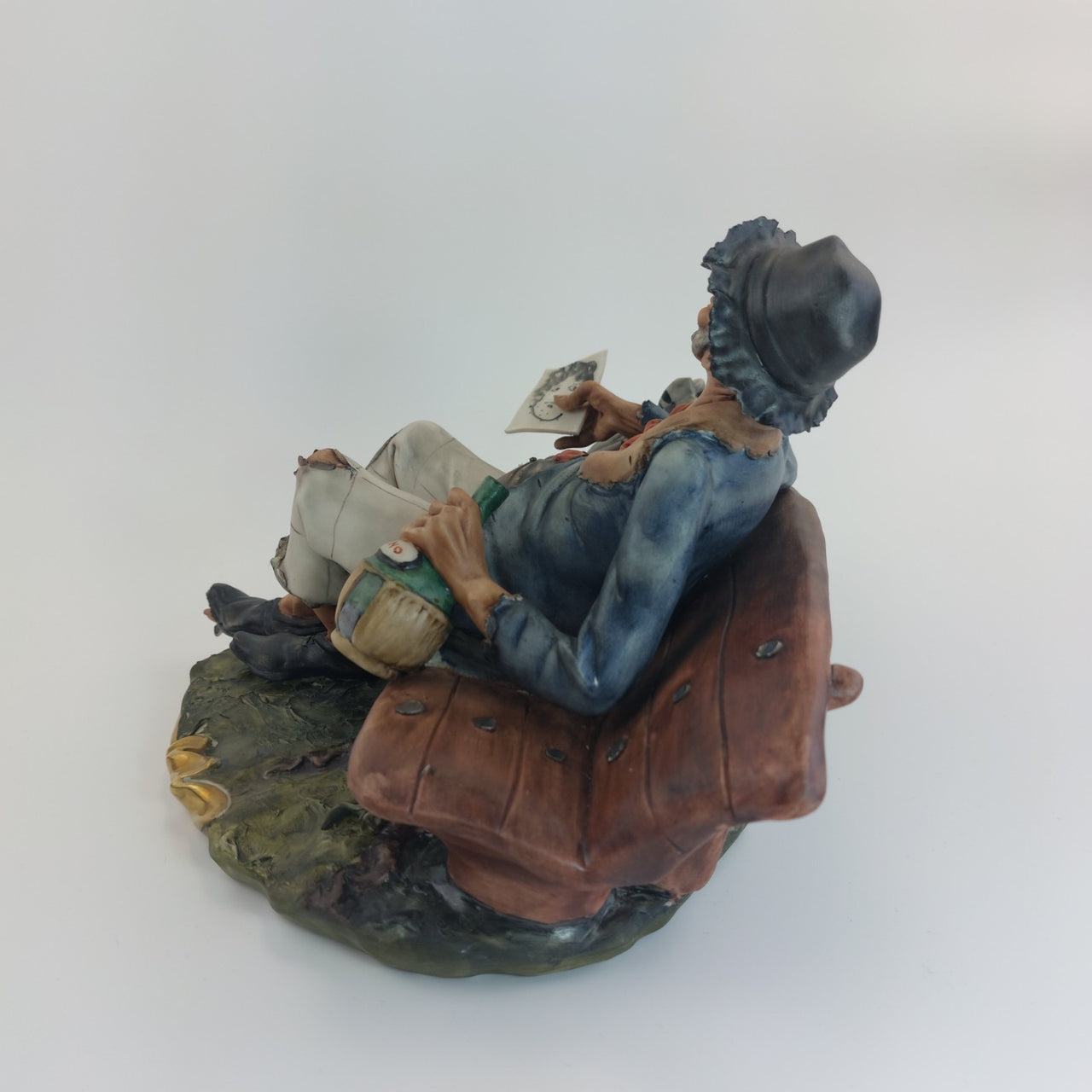 Capodimonte Figurine Old Man on Bench –6.7" Vintage Ceramic Italian Sculpture16