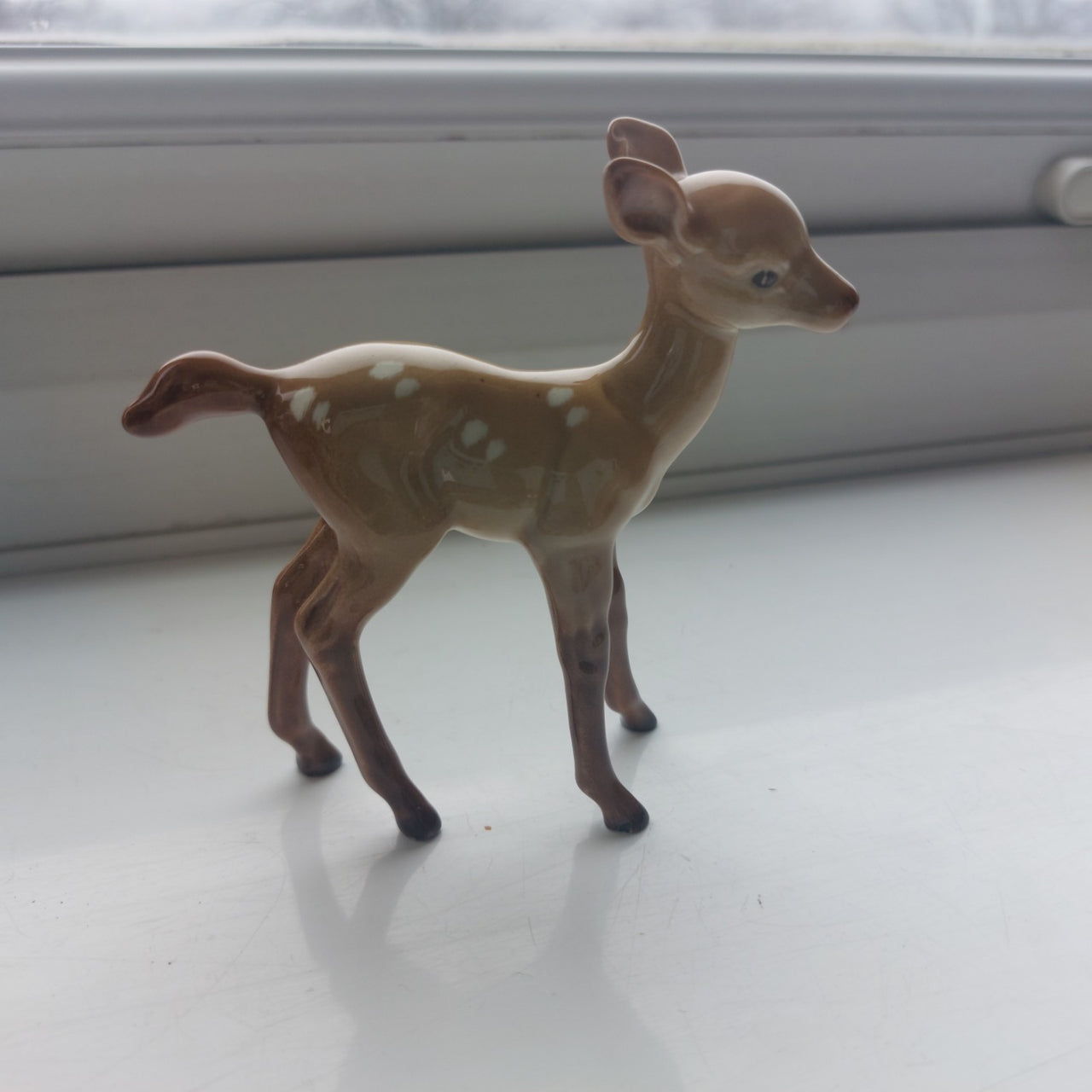 Beswick England Fawn Figurine -Deer Spotted Baby Glazed Vintage 4" Long Beige15