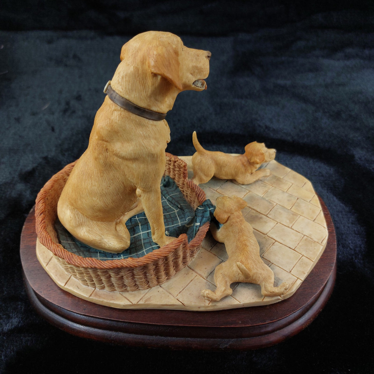 Border Arts Fine Golden Labrador & Pups signed D.Geenty 1980 decor bookshelf.9