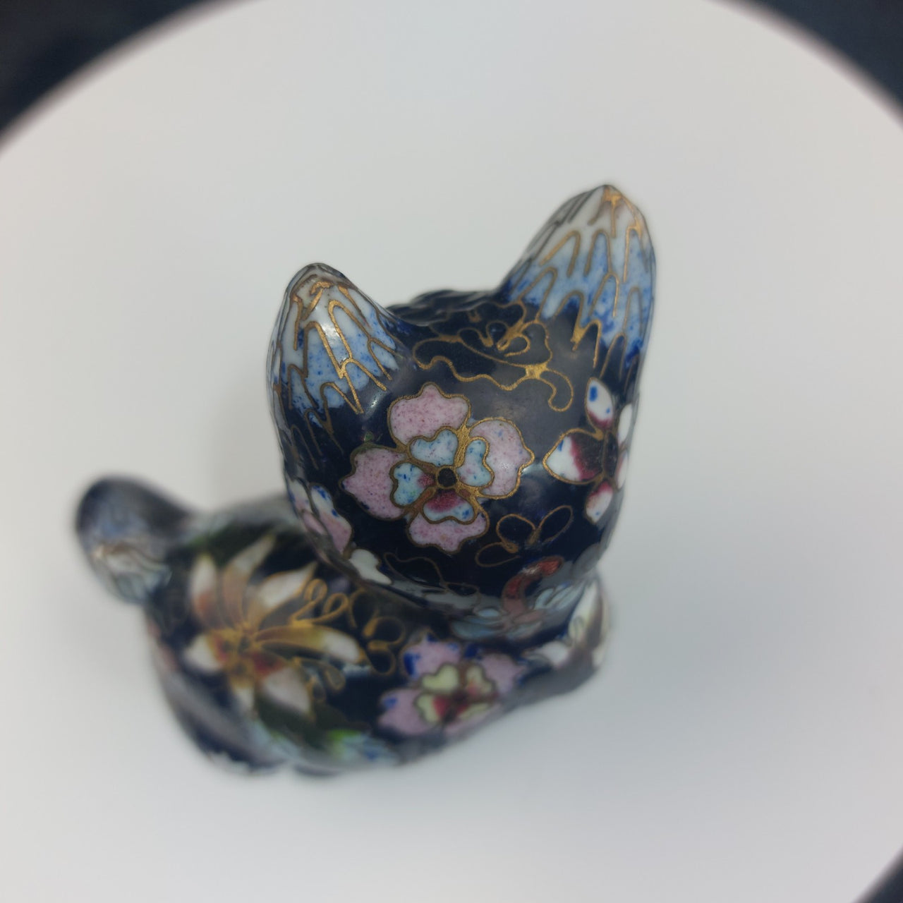 Chinese Cloisonné Enamel Cat Figurine – Handcrafted Collectible Vintage 3