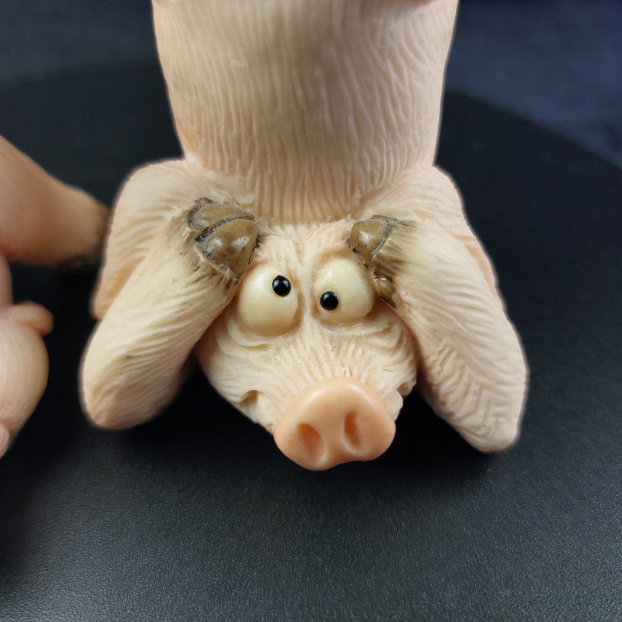 1997 Piggin’ Headaches Handmade Pig Figurines – Comical Set of 2,  Resin Pigs 3"2