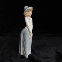 Thumbnail for Nao by Lladro Porcelain Figurine DAISA Lady Elegant in Blue with Hat decor2