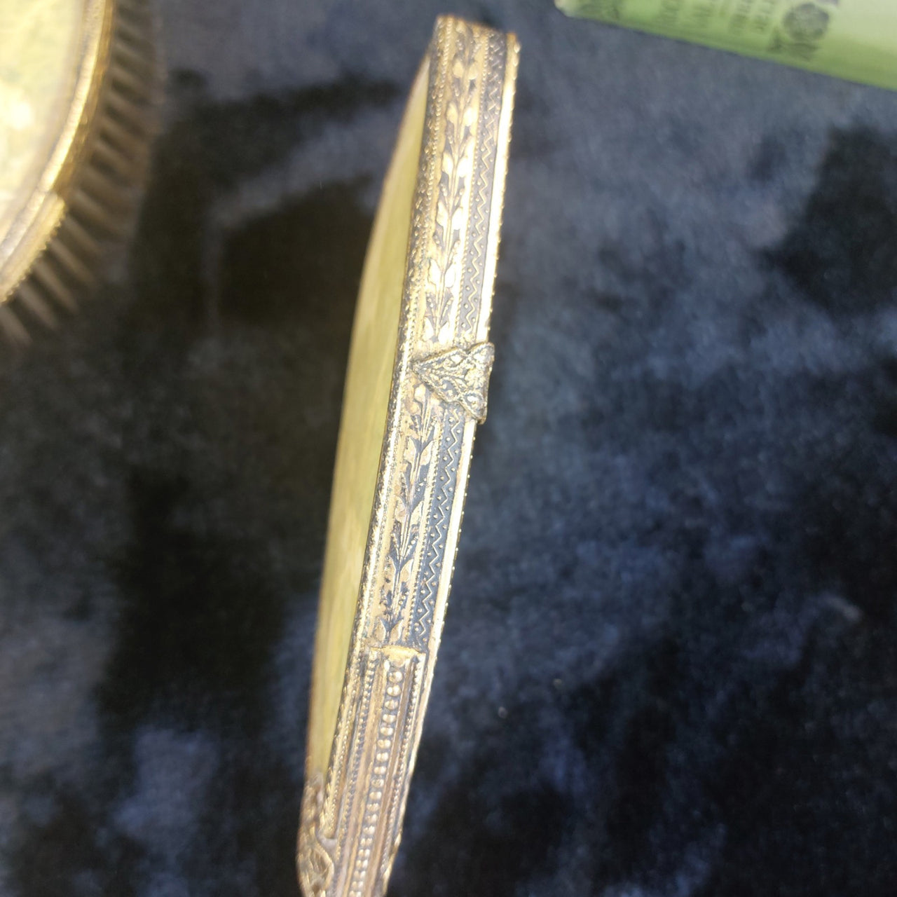 Vintage Ornate Hand Mirror & Hair Brush Set Filigree Metal Rococo Dressing Table12