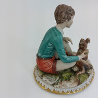 Thumbnail for 1972 Sandro Maggioni Capodimonte Figurine Porcelain Boy Feeding Squirrel –chip7