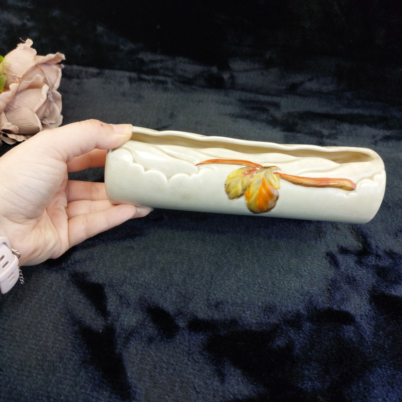 Clarice Cliff Autumn Beechwood Log Planter  1930 Wilkinson England vase Art Deco14