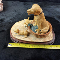 Thumbnail for Border Arts Fine Golden Labrador & Pups signed D.Geenty 1980 decor bookshelf.5