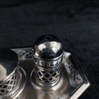 Thumbnail for Falcon Plate  Condiment Set Cobalt Liners Mustard Salt Pepper Tray England 17.5c6
