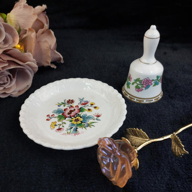Ming Rose  Plate & Coalport Bell Set – Coalport  Floral Vintage Bone China 1