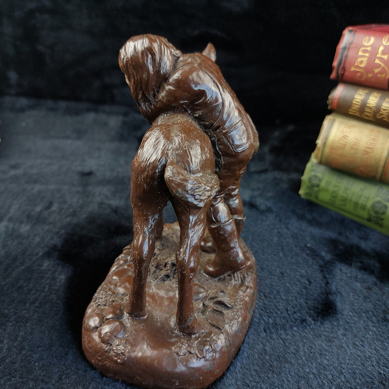 Vintage Bronze-Style Figurine – Girl Hugging a Horse – see the ear resin China8