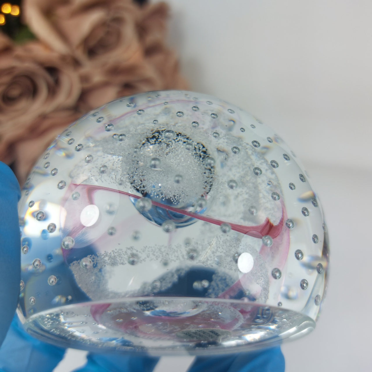 Murano Style Glass Paperweight  Swirl Bubbles Art Handcrafted  0.5 kg7