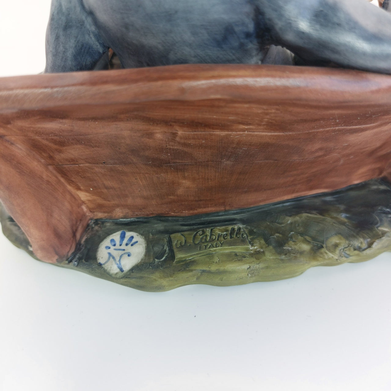 Capodimonte Figurine Old Man on Bench –6.7" Vintage Ceramic Italian Sculpture17