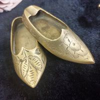 Thumbnail for Vintage Brass Trinket & astray Set Hinged Turtle Box & Engraved Shoes14