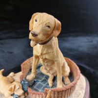 Thumbnail for Border Arts Fine Golden Labrador & Pups signed D.Geenty 1980 decor bookshelf.7