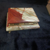 Thumbnail for Onyx Jewelry Box Red & Green Marble, Gold Trim, Velvet Lined Vintage luxury gift7