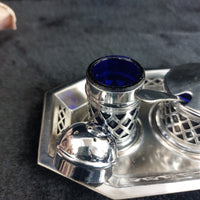 Thumbnail for Falcon Plate 17.5cm Condiment Set Cobalt Liners Mustard Salt Pepper Tray England7