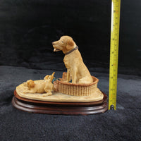 Thumbnail for Border Arts Fine Golden Labrador & Pups signed D.Geenty 1980 decor bookshelf.4