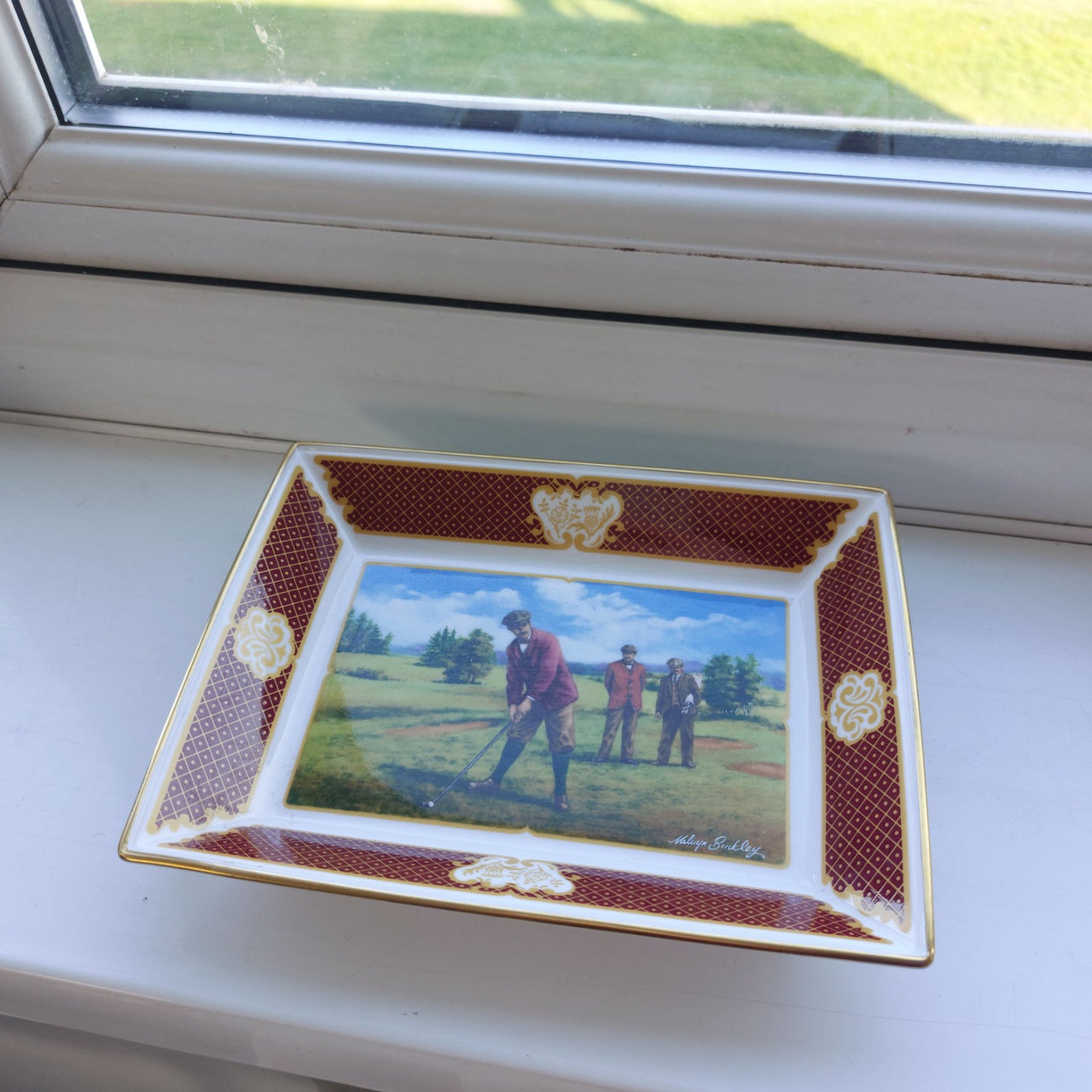 Royal Worcester Golfing Golf Scene Melvyn Buckley – Collection Plate China Bone11
