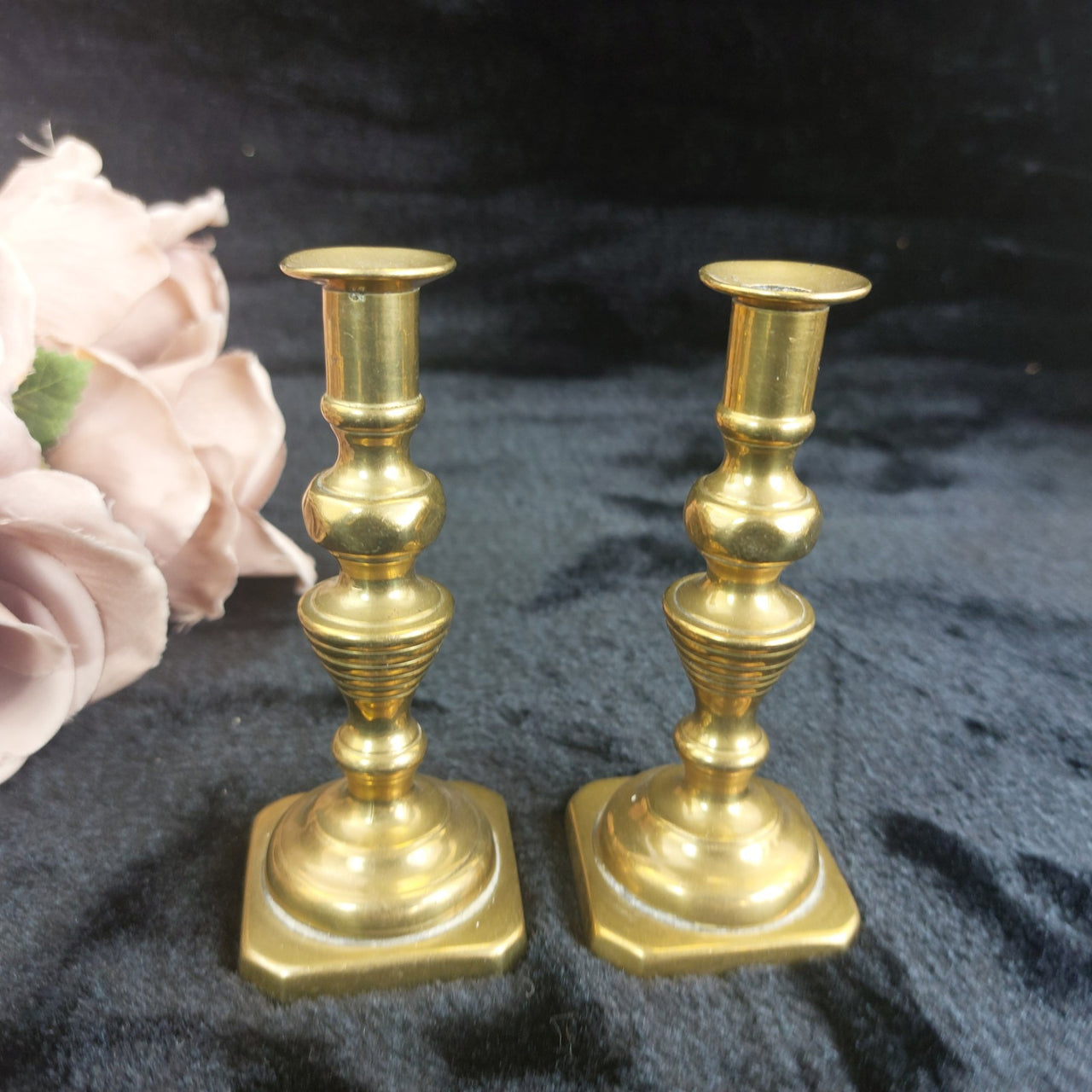 Vintage Brass Buddha Figurine & Pair of Brass Candlesticks Set13