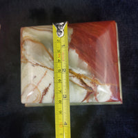 Thumbnail for Onyx Jewelry Box Red & Green Marble, Gold Trim, Velvet Lined Vintage luxury gift10