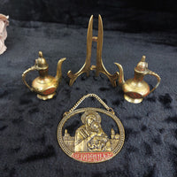 Thumbnail for Brass Religious Jerusalem Plaque & Pic Holder & 2×Pitcher Collectable decor gold22