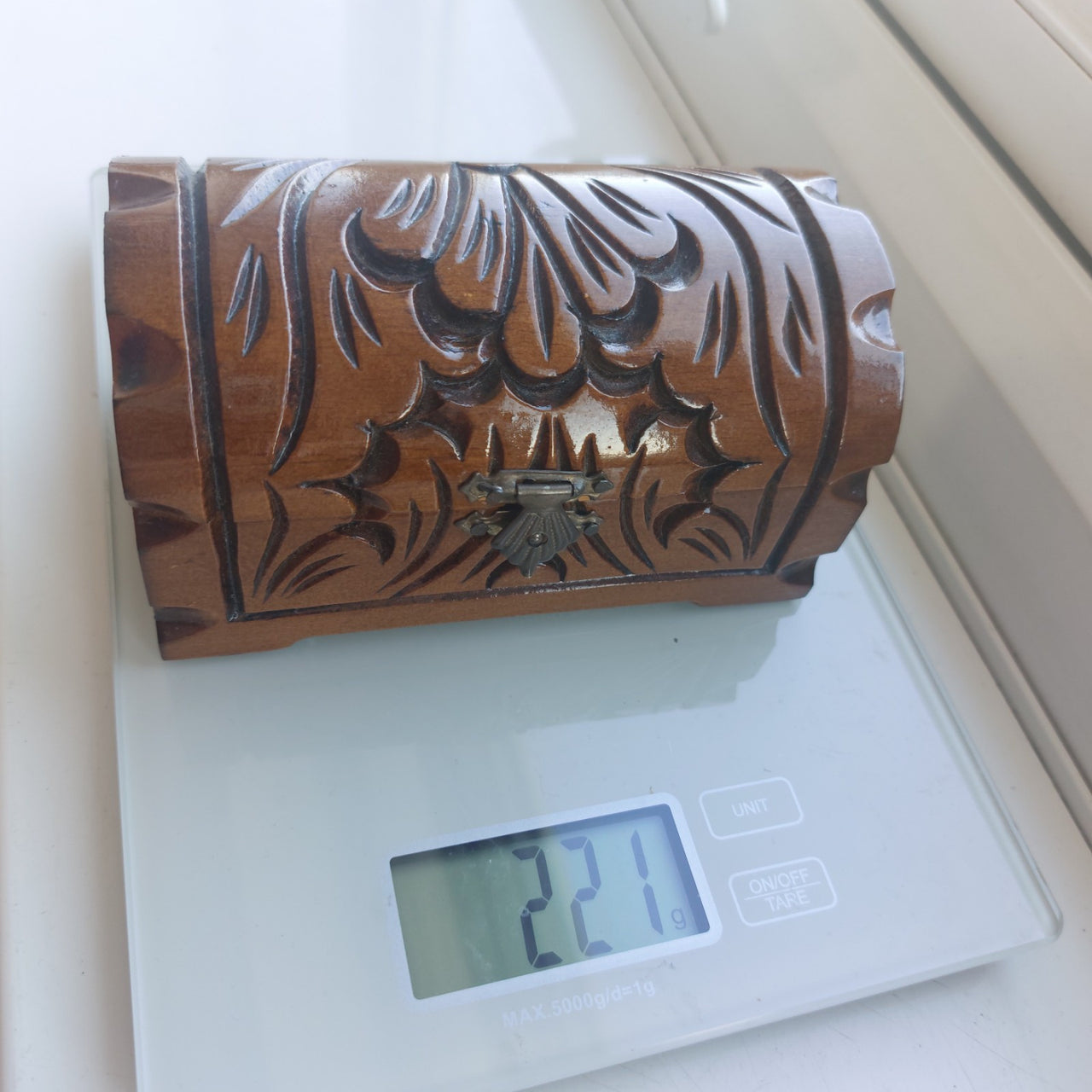 French Vintage Wooden Jewelry Box –Small Chest with Red Velvet Lini Hand-Carved14