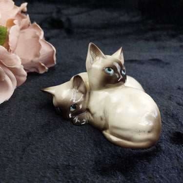 Beswick Siamese Cat Pair Figurine Good Vintage England Ceramic 3.5x5