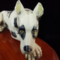 Thumbnail for RARE Vintage White & Black Ceramic Figurine Dog   Husky Shepherd on Wooden Base22