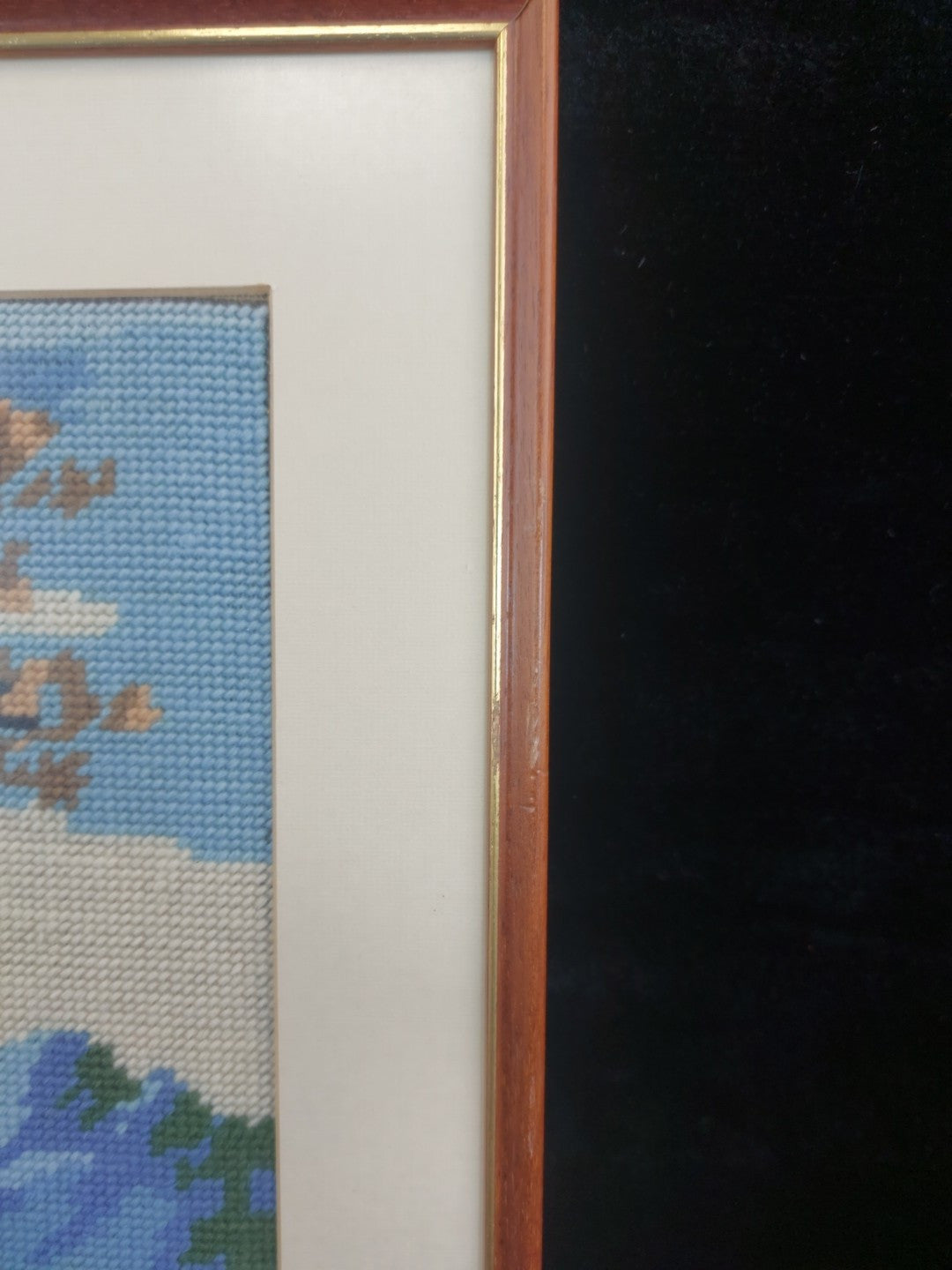 Framed Needlepoint Art - Landscape, Mountain Vintage 13 x 16 Inch(41 x 33 cm)11