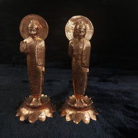 Thumbnail for Very Rare Copper Buddha Statues Pair  , Possibly Antique, Good, xmas, 19cm gift1