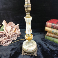 Thumbnail for Vintage Onyx & Brass Table Lamp with Ornate Claw Foot Base Working Condition8