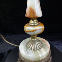 Thumbnail for Vintage Onyx & Brass Table Lamp with Ornate Claw Foot Base Working Condition14