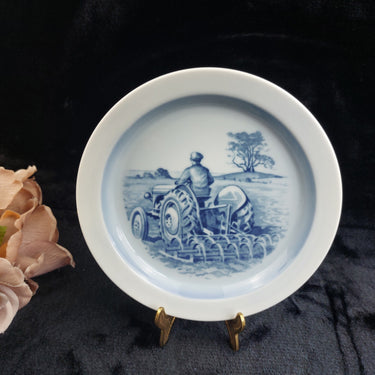 Royal Copenhagen Blue Plate  19cm Farmer Tractor Scene 299010 Denmark 52281
